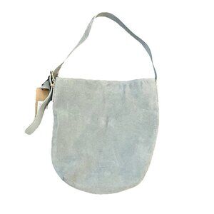 Margot New York Kaye Bucket Tote Suede Leather Crossbody Bag Leather Mint Green